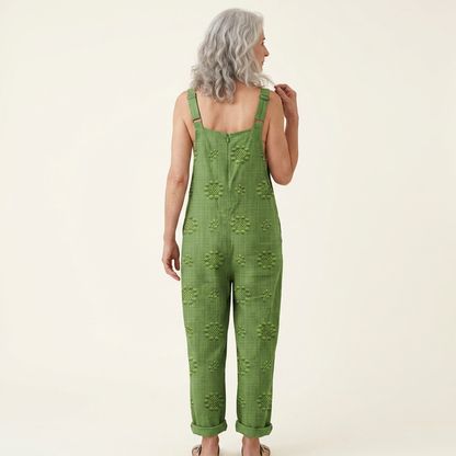 Eleanor | Green Textured Dungarees