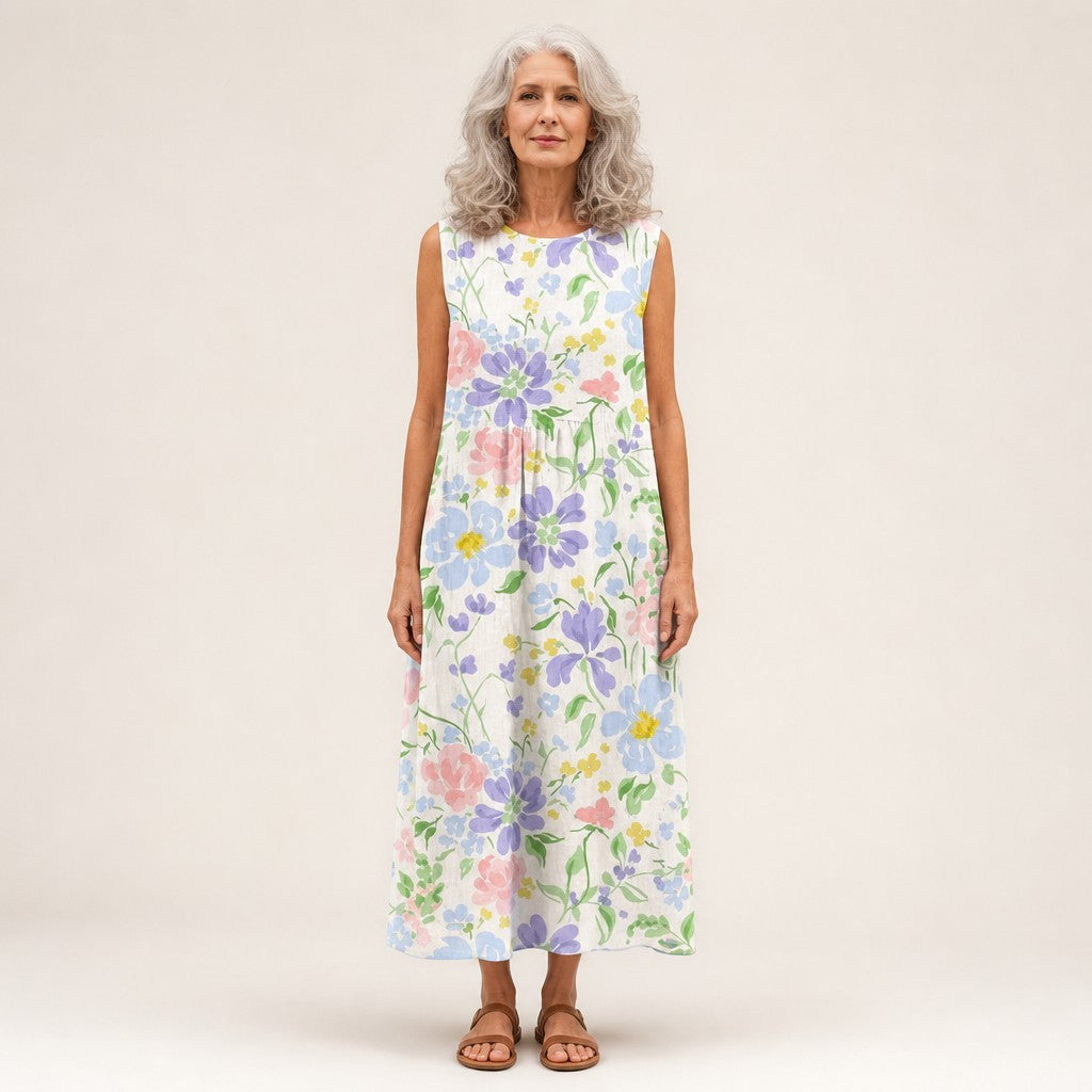 Sheila | Garden Floral Sleeveless Midi Dress
