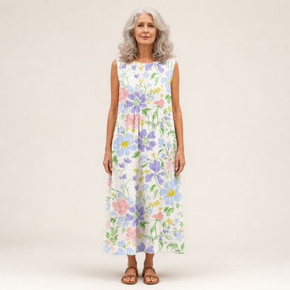 Sheila | Garden Floral Sleeveless Midi Dress