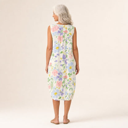 Sheila | Garden Floral Sleeveless Midi Dress