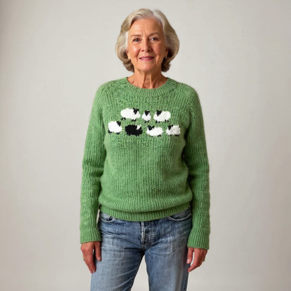 Jennifer | Green Sheep Motif Knit Jumper