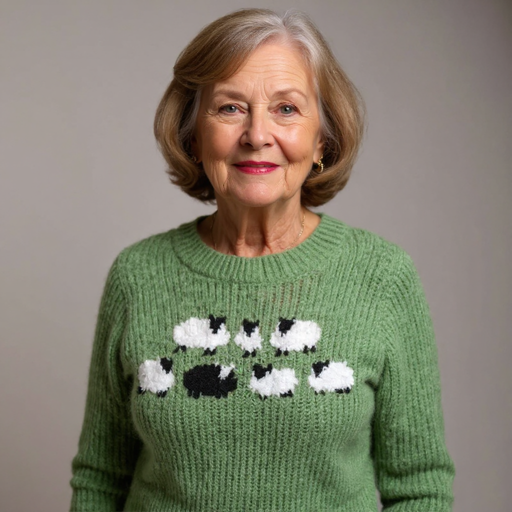 Jennifer | Green Sheep Motif Knit Jumper