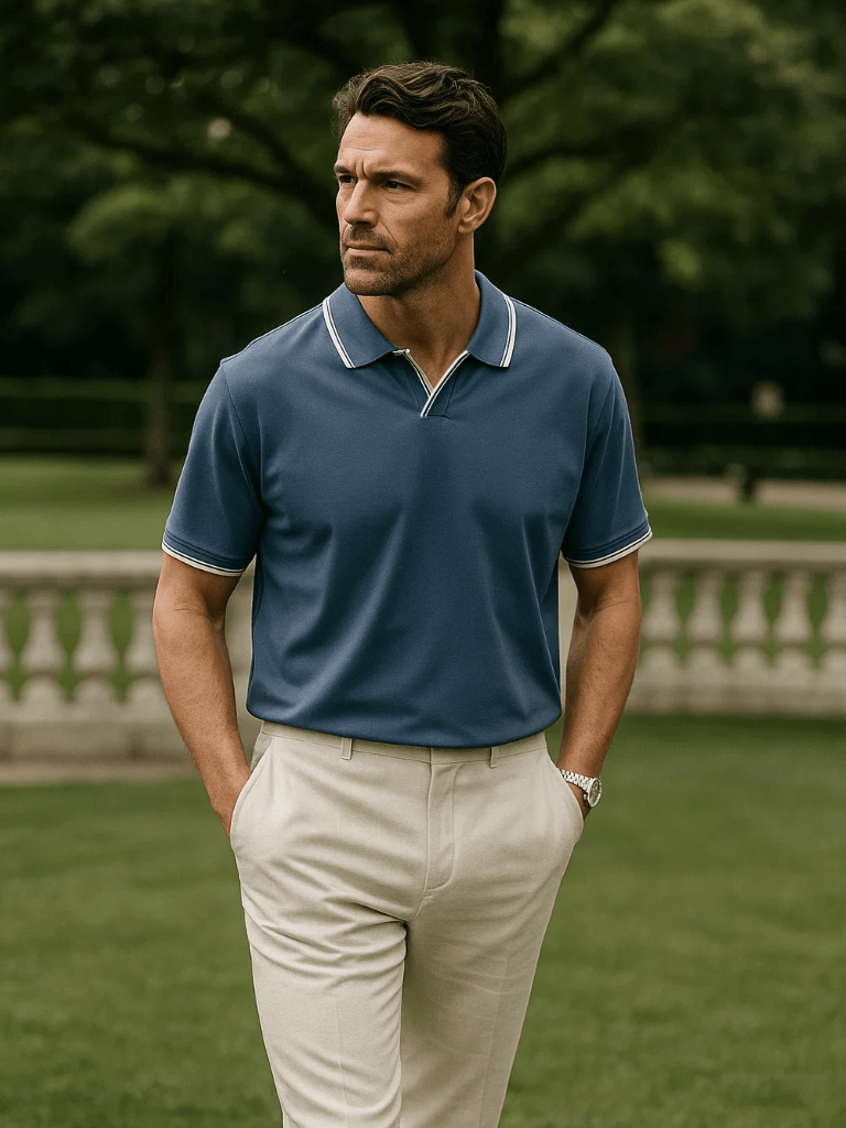 Jeremy | Black Open-Collar Polo