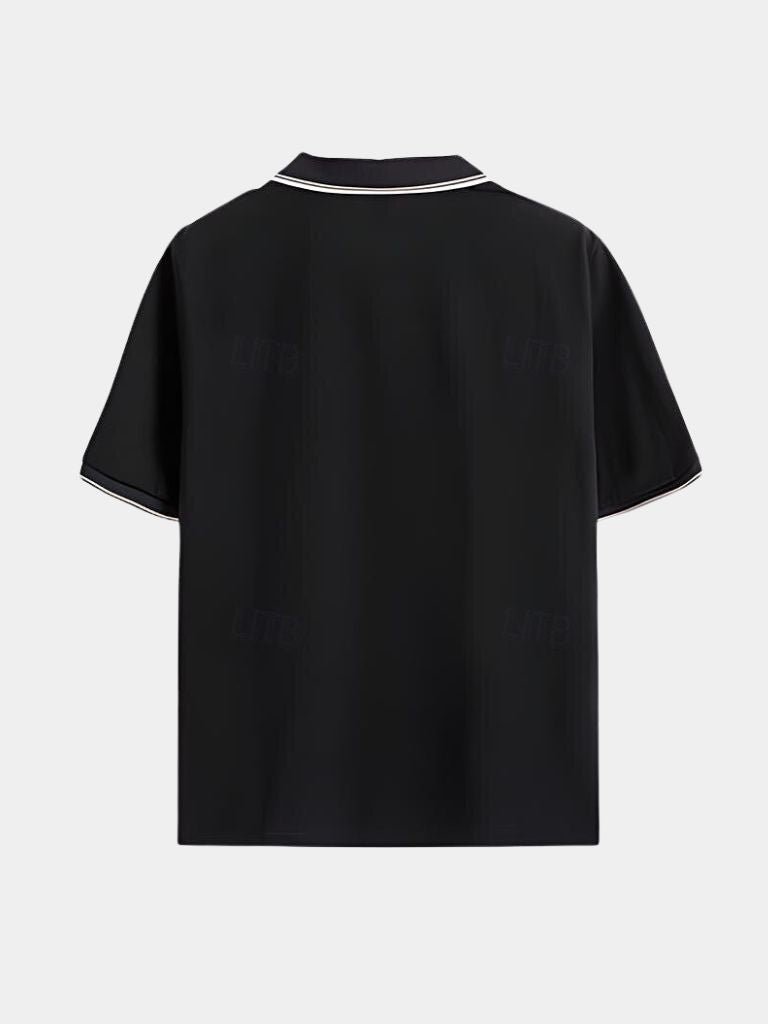 Jeremy | Black Open-Collar Polo