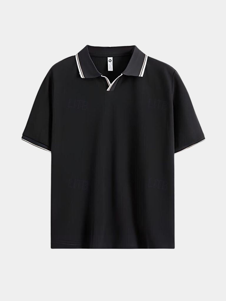 Jeremy | Black Open-Collar Polo