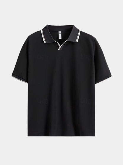 Jeremy | Black Open-Collar Polo