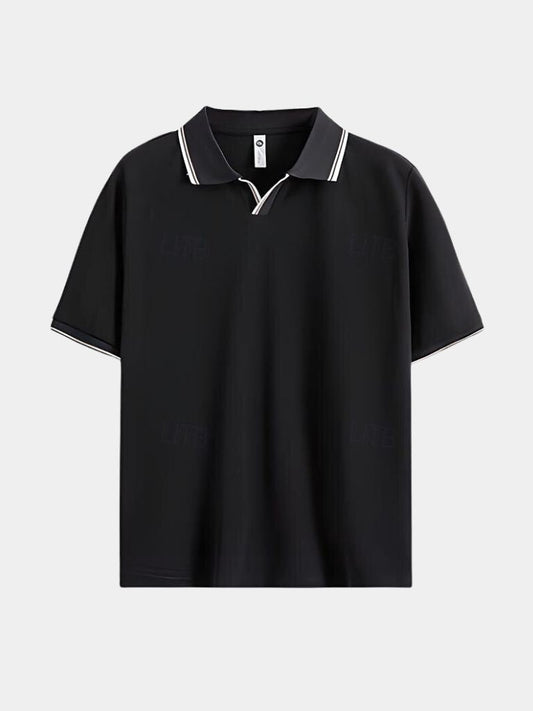 Jeremy | Black Open-Collar Polo