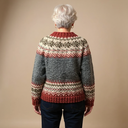 Jessica | Grey Fair Isle Button Cardigan