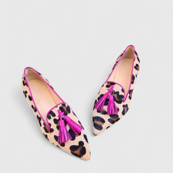 Josephine | Pointed Animal Print Tassel Loafers