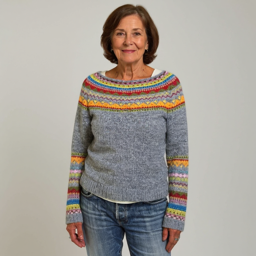 Joanna | Grey & Rainbow Fair Isle Jumper
