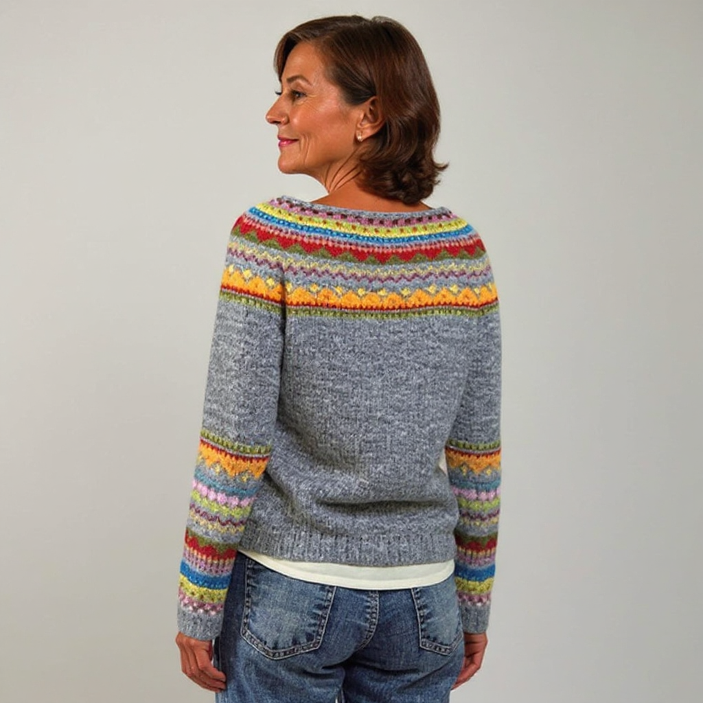 Joanna | Grey & Rainbow Fair Isle Jumper