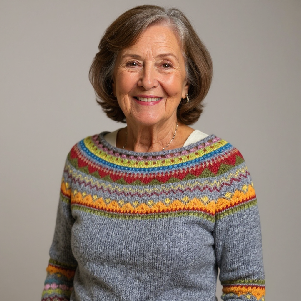 Joanna | Grey & Rainbow Fair Isle Jumper