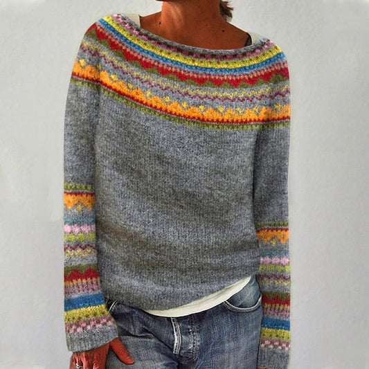 Joanna | Grey & Rainbow Fair Isle Jumper