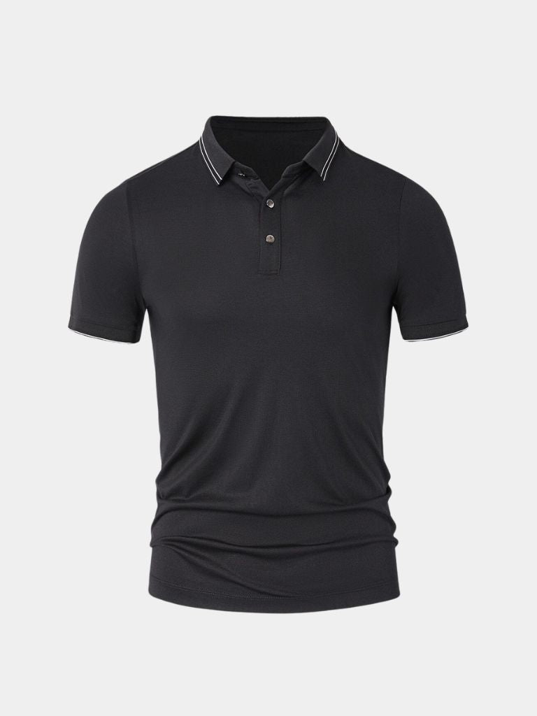 Joel | Black Contrast-Trim Polo