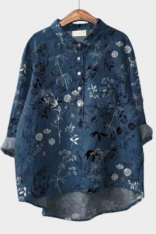 Joanne | Navy Botanical Print Shirt