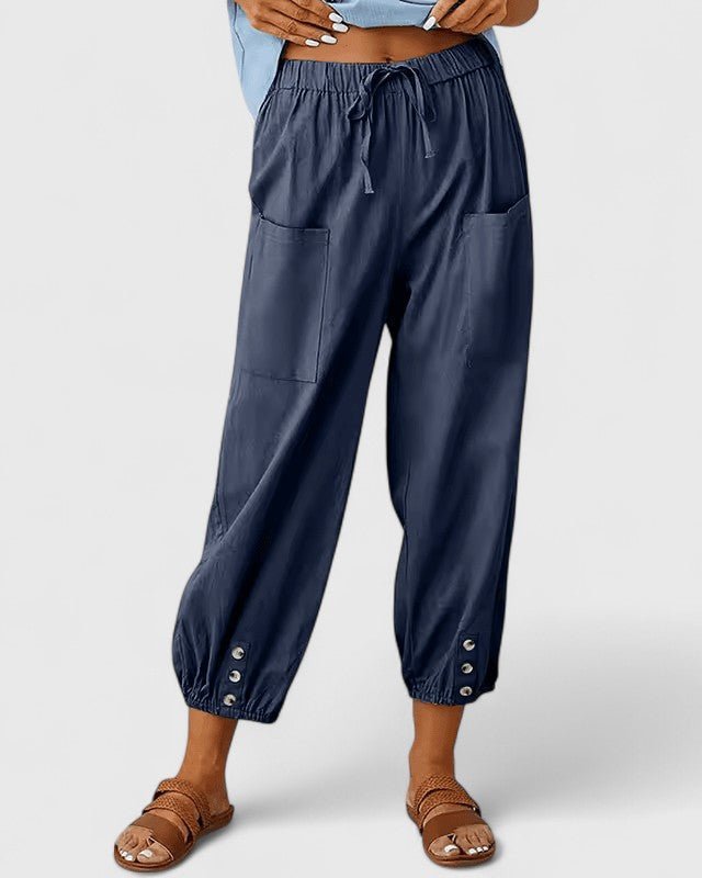 Jodie | Grey Drawstring Cropped Trousers
