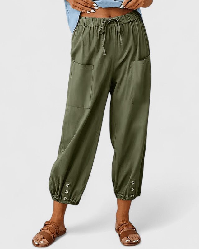 Jodie | Grey Drawstring Cropped Trousers