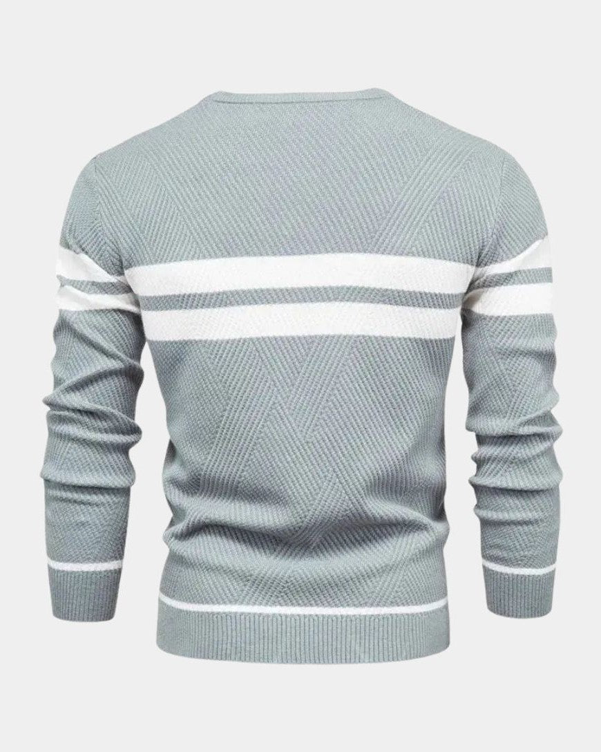 Joshua | Green Striped Crew-Neck Jumper