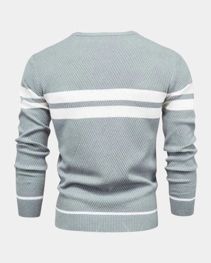 Joshua | Green Striped Crew-Neck Jumper