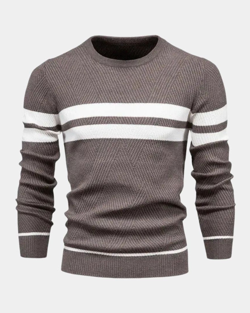Joshua | Green Striped Crew-Neck Jumper
