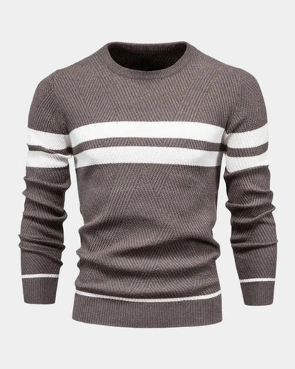 Joshua | Green Striped Crew-Neck Jumper