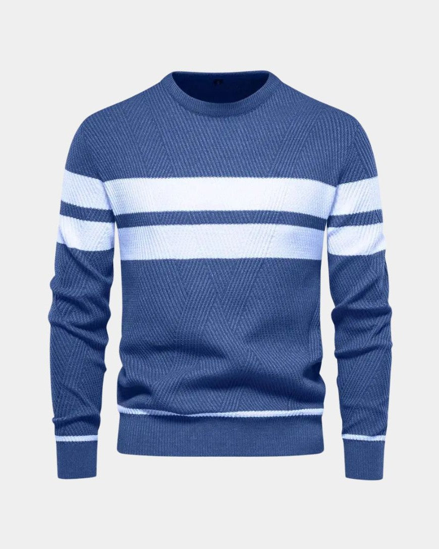 Joshua | Green Striped Crew-Neck Jumper