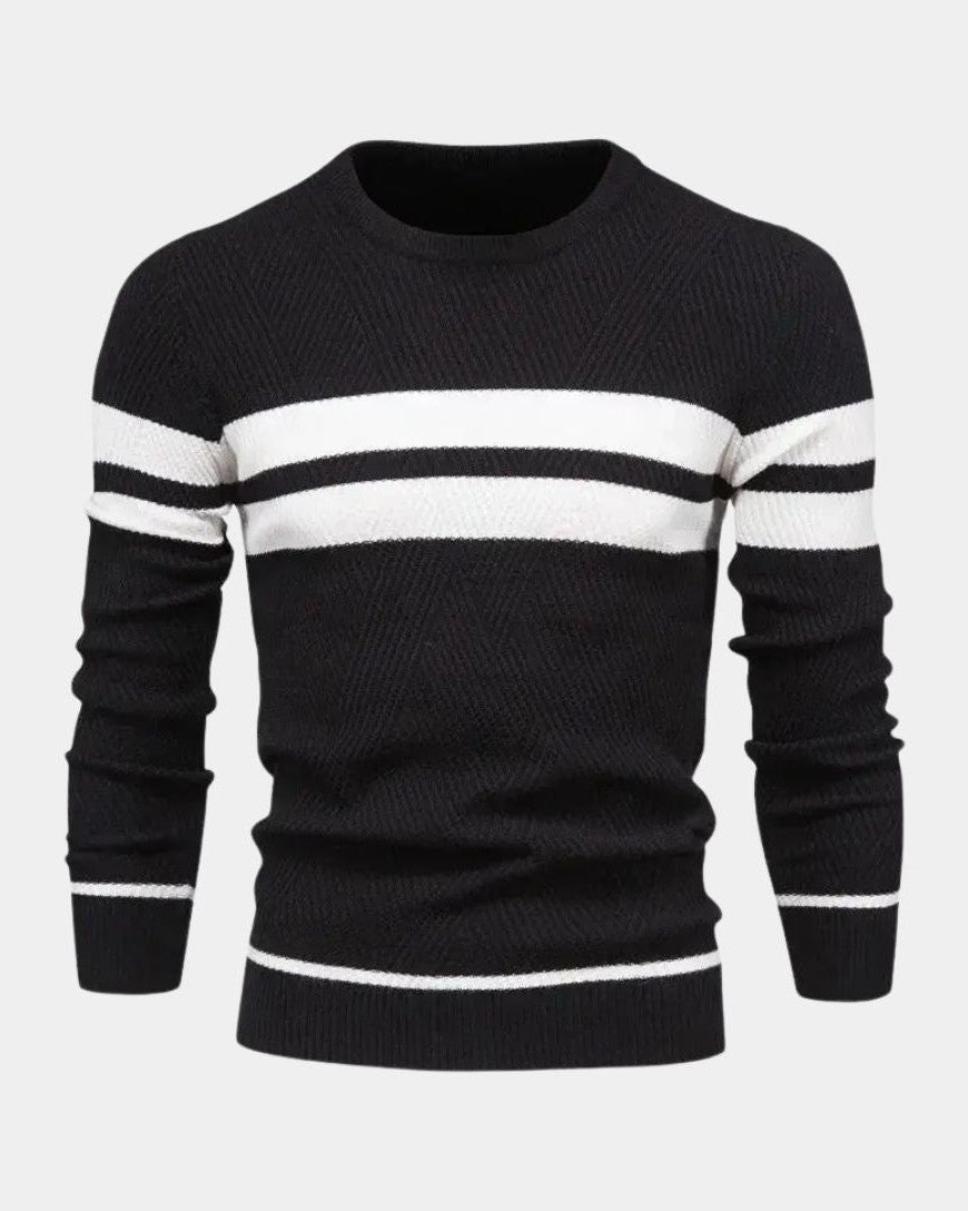 Joshua | Green Striped Crew-Neck Jumper