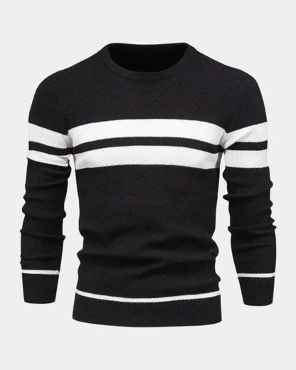 Joshua | Green Striped Crew-Neck Jumper