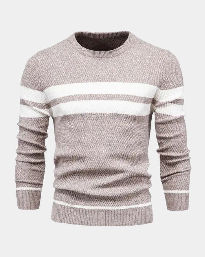 Joshua | Green Striped Crew-Neck Jumper