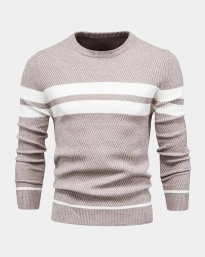 Joshua | Green Striped Crew-Neck Jumper
