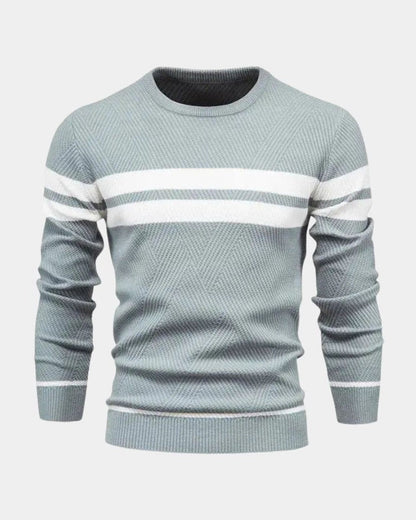 Joshua | Green Striped Crew-Neck Jumper