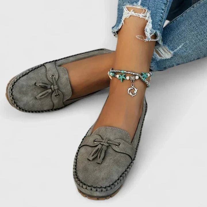 Josephine | Navy Bow Moccasins