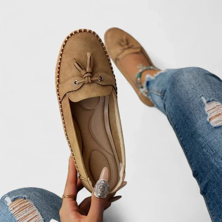 Josephine | Navy Bow Moccasins