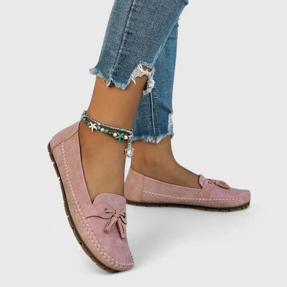 Josephine | Navy Bow Moccasins
