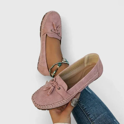 Josephine | Navy Bow Moccasins