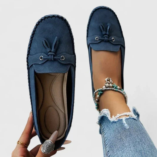 Josephine | Navy Bow Moccasins