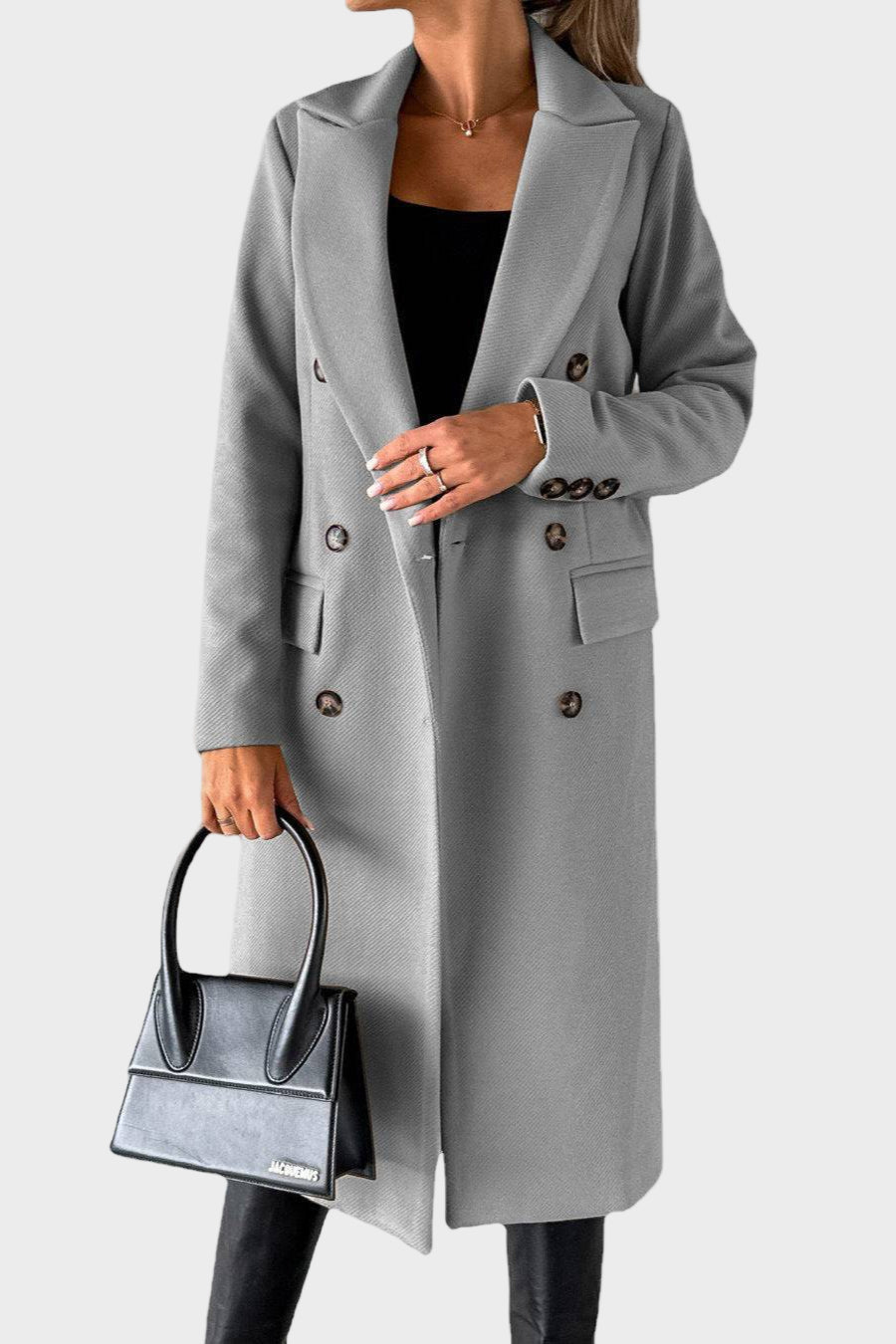 Judith | Grey Double-Breasted Trench Coat
