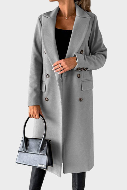 Judith | Grey Double-Breasted Trench Coat