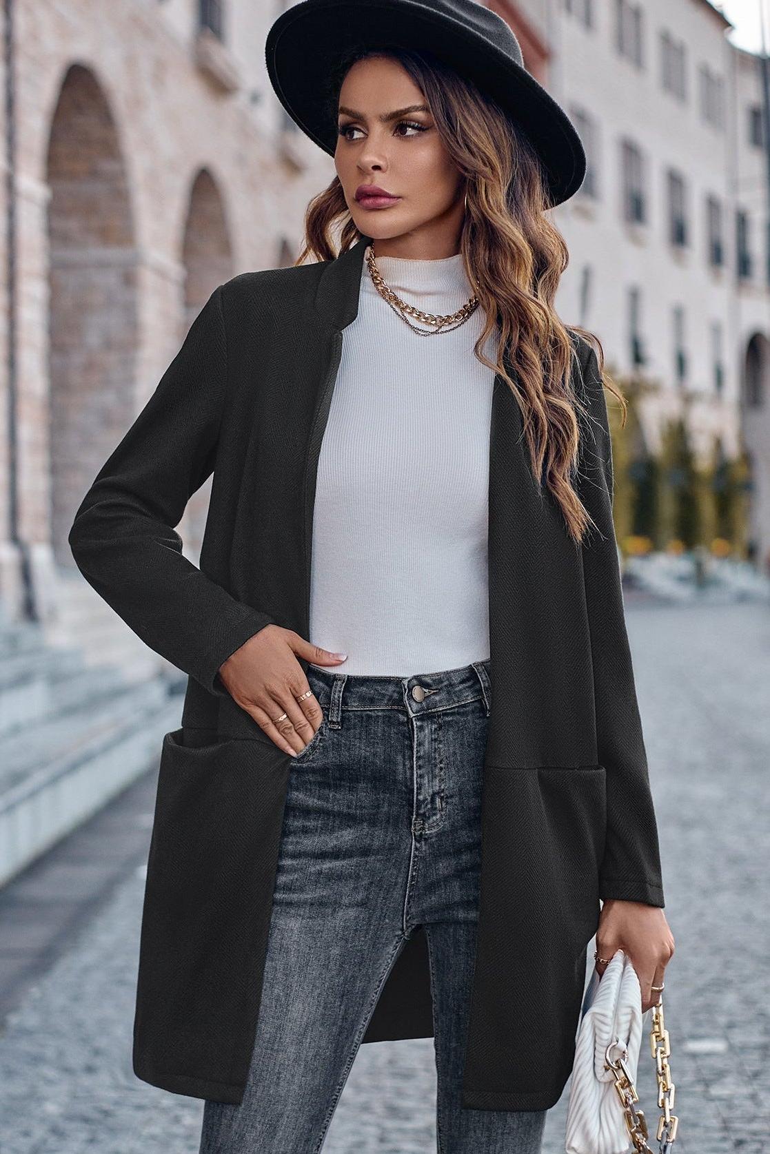 Julia | Light Grey Open-Front Coat