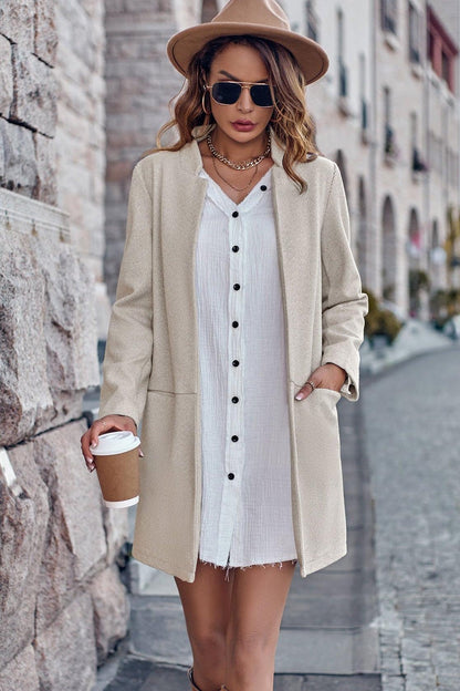 Julia | Light Grey Open-Front Coat