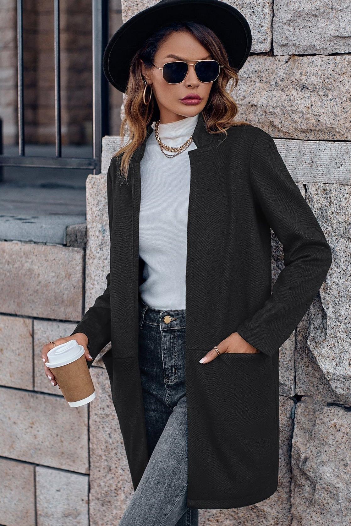 Julia | Light Grey Open-Front Coat