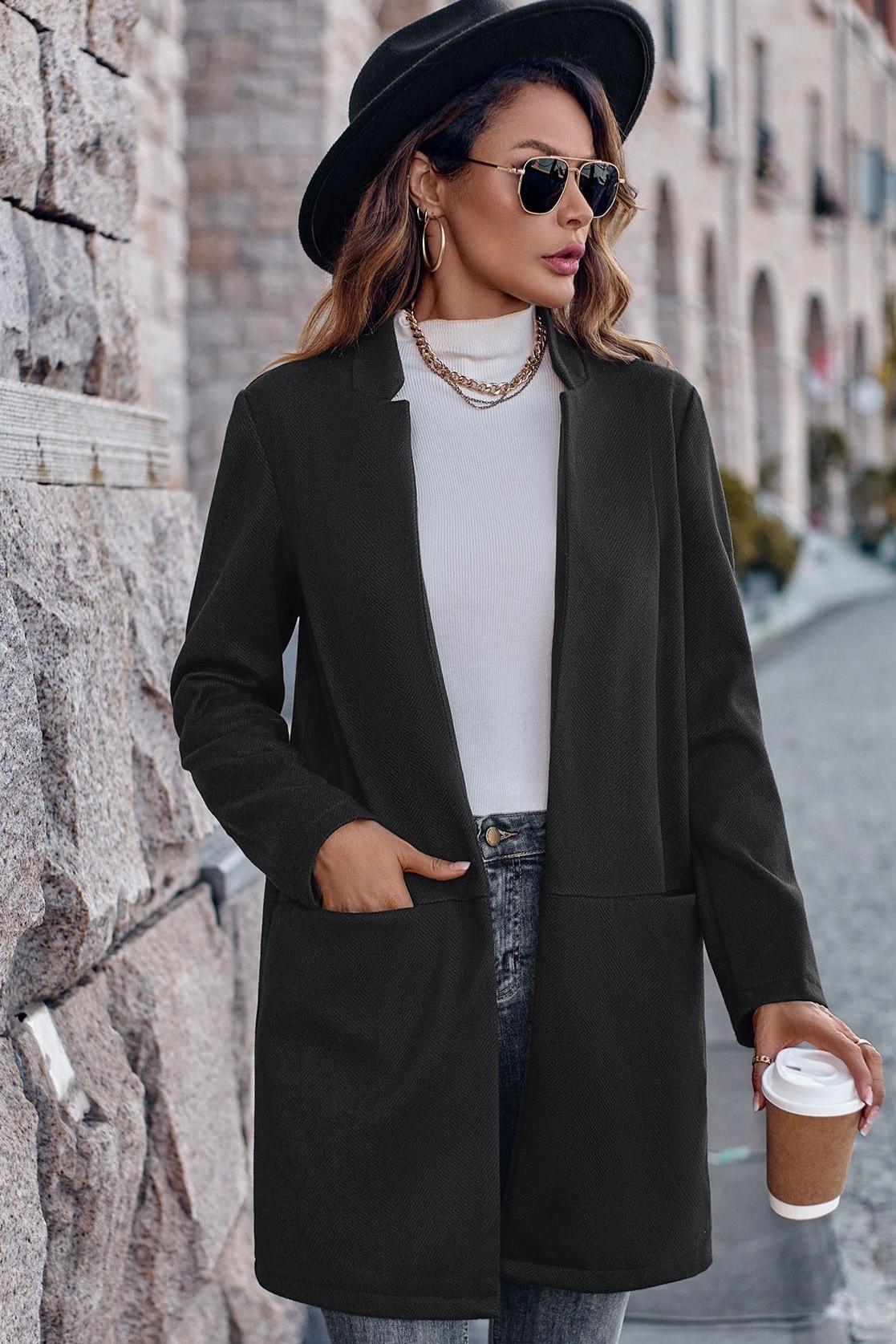 Julia | Light Grey Open-Front Coat