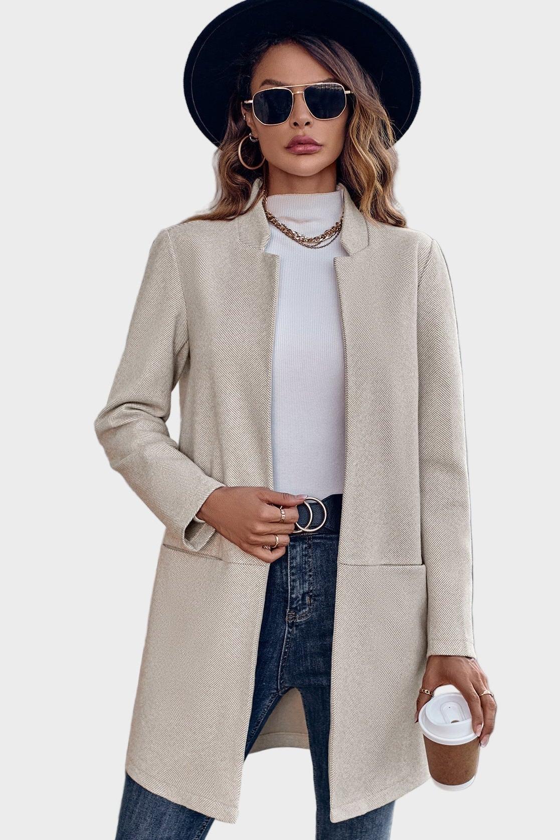 Julia | Light Grey Open-Front Coat