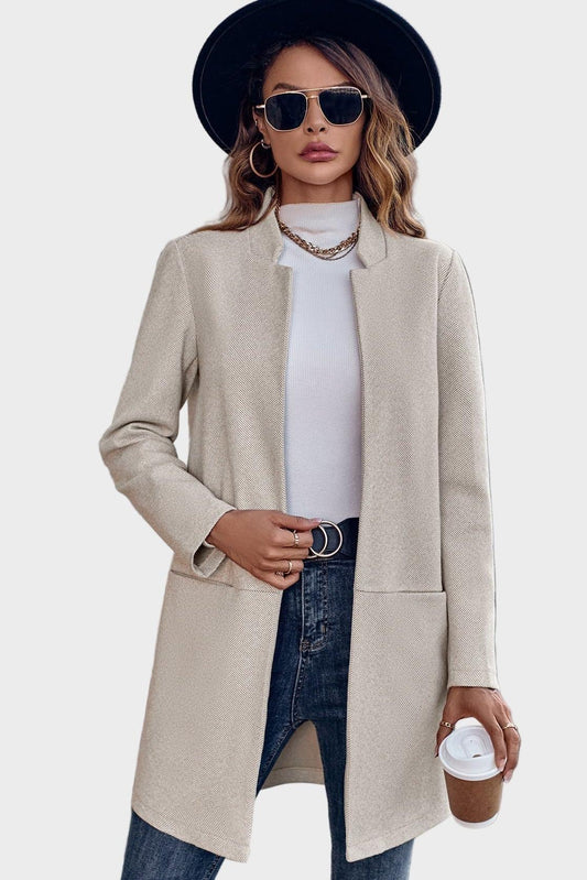 Julia | Light Grey Open-Front Coat