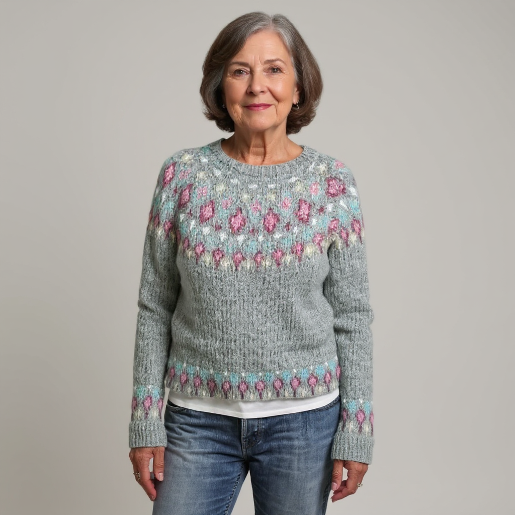 Julia | Grey & Pink Fair Isle Jumper