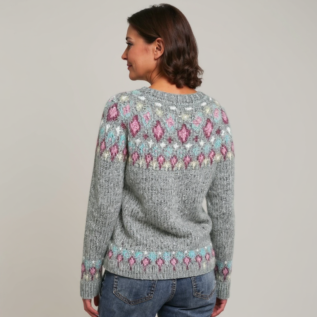 Julia | Grey & Pink Fair Isle Jumper
