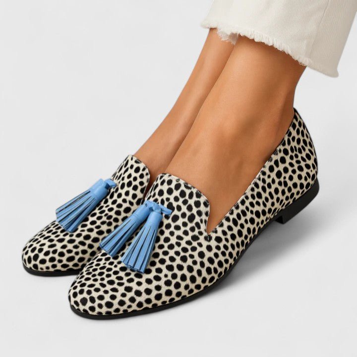 Julia | Spotted Loafers with Blue Tassels