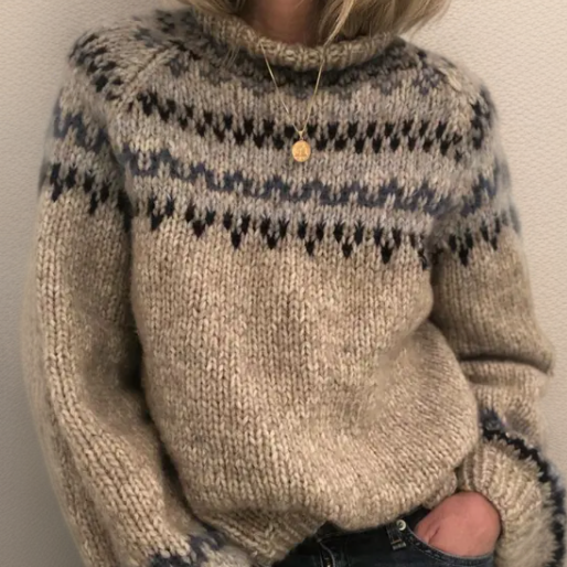 Karen | Taupe Nordic Knit Jumper