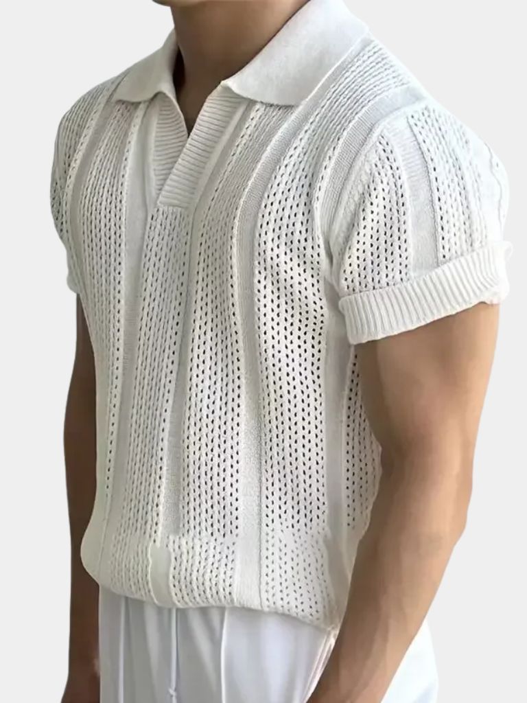 Carl | Cream Textured Polo Shirt