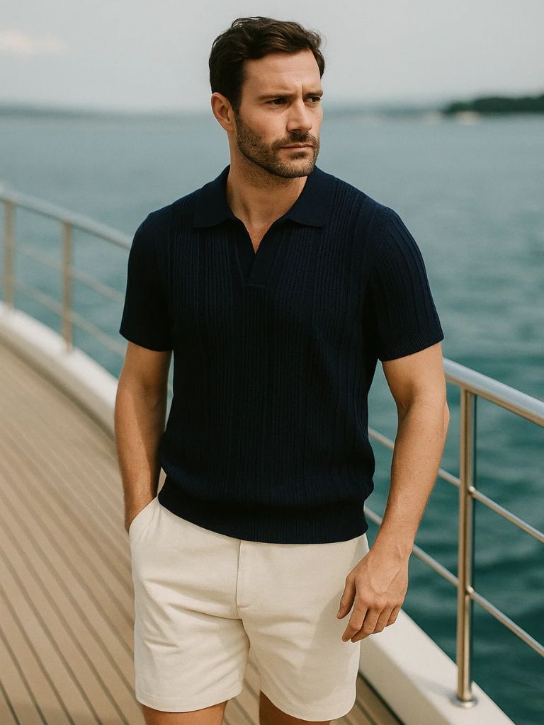 Carl | Cream Textured Polo Shirt